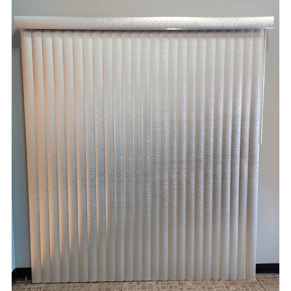 BlindDen Silver Infinity Textured Vinyl Vertical Blind, CORDLESS - 38" w x 48" l