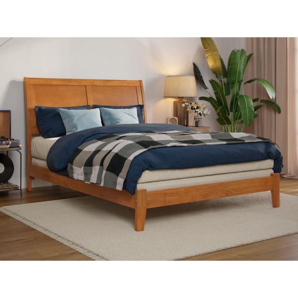 AFI Portland Light Toffee Natural Bronze Solid Wood Frame Full Foundation Panel Bed
