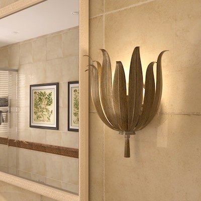 ACROMA Sacramento 9.25-in W 1-Light Distressed Brass Modern/Contemporary Wall 