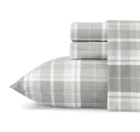Laura Ashley Mulholland Grey Flannel Sheet Set Full, Queen, Cotton