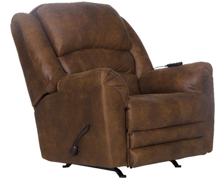 Catnapper Jimmy Rocker Recliner with Heat and Massage in Auburn Polyester Fabric