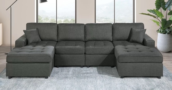 poundex bobkona three piece sofa F8475. includes two boxes. full set 