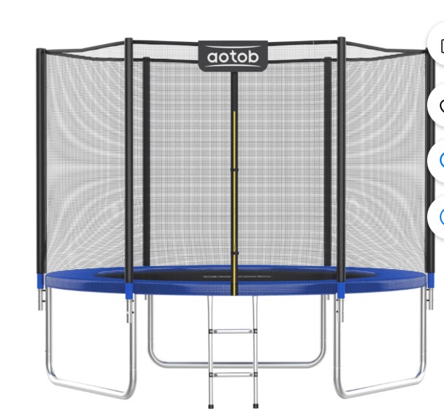 AOTOB 8FT Trampoline for Kids/Adults, Backyard 600 LBS Trampoline with Safety Enclosure Net/Ladder, Blue. (incomplete Box A only)
