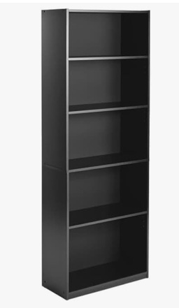 Mainstay` 71" 5-Shelf Standard Bookcase (Black)