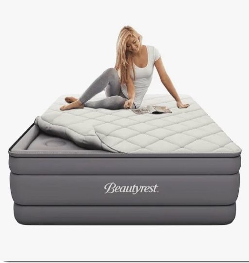 Beautyrest 20 Cushion Aire Quilted Removable Pillow Top Air Bed Mattress with Built-in Pump Queen
