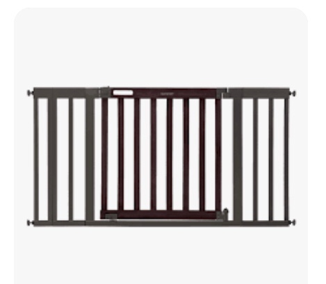 Summer Infant West End Safety Baby Gate, Dark Walnut Stained Wood with Charcoal Metal Frame – 30” Tall, Fits Openings up to 36” to 60” Wide, Baby and Pet Gate for Wide Spaces and Open Floor Plans
