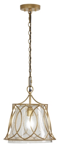 Theola River of Goods Gold Metal and Clear Textured Glass Pendant Lamp - 13.25" x 13.25" x 16.5/60.5"