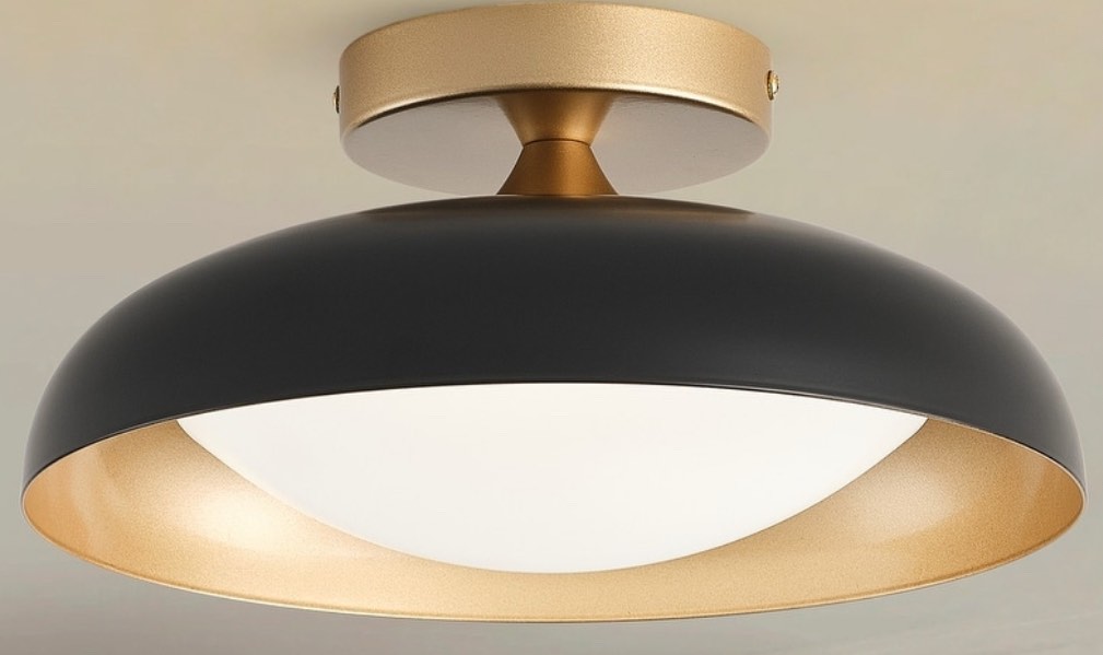Modern Matte Black Semi Flush Mount Ceiling Light for Hallway Stairway Foyer