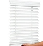 Lotus & Windoware Cordless 2" Faux Wood Room Darkening Horizontal Blind, 34.5" W x 60" L, Bright White, Embossed