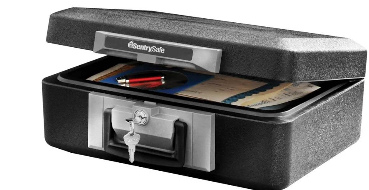 SentrySafe 1160 Fire-Resistant Box Safe with Key Lock 0.25 cu. ft., Black