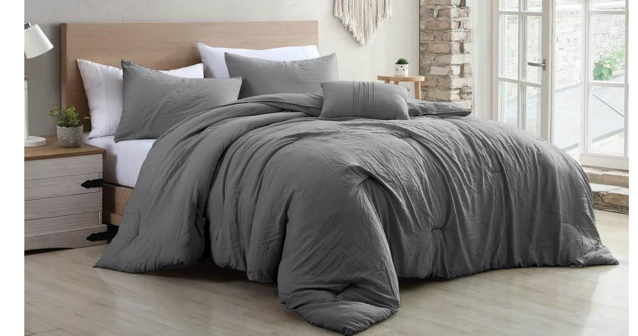 Modern Threads Beck 4-Piece Garment Washed  Adult Comforter Set, Gray, Full/Queen