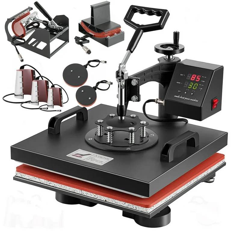 SHZOND Heat Press 8 in 1 Heat Transfer Machine, 15x15 Inch Swing Away Transfer Sublimation Heat Press Machine for T Shirts, Hats, Mugs and Plates