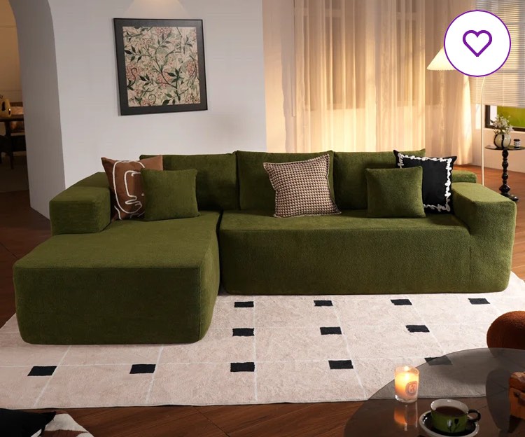 No Assembly Required- 2 Piece Free Combination Corduroy Sofa (box 1 of 2 )