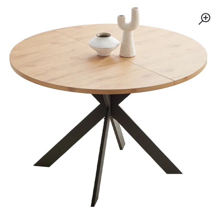 Kadison 46.4 in. Oak MDF Round Dining Table with Carbon Steel Legs (4-6 Seats