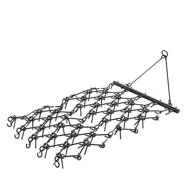 Drag Harrow, 4x4ft. 4in. Heavy-Duty Chain Harrow with 69 Teeth, ATV UTV Tractor Attachments Field Drag Mat