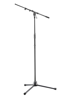 k&m könig & meyer 21090.500.55 tripod microphone stand | adjustable telescoping 2-piece boom arm | professional grade | heavy duty with folding leg base | german made black