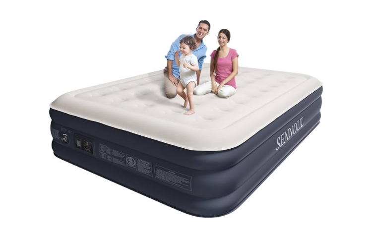 Air Mattress Queen with Built in Pump - 2 Mins Quick Self Inflatable,16"/650lbs Max Blow Up Bed, All Night Stability No Lost Airï¼ŒNo Peculiar Smell for Camping,Home,Guests & Portable Travel
