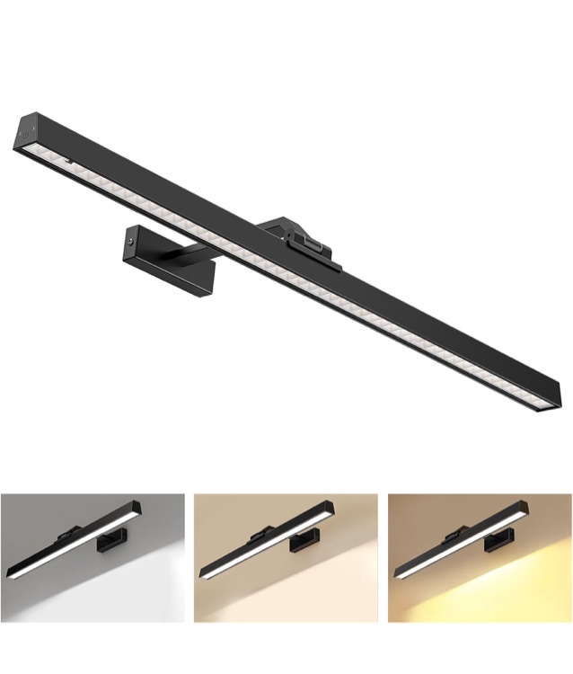 Picture Lights for Wall, Battery Operated Picture Light 24in Gallery Light for Paintings CCT Dimmable Recharging Battery Wall Light with Remote Control for Living Room Gallery Dartboard