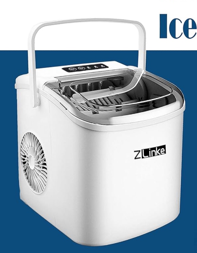 Countertop Ice Maker, Ice Maker Machine 6 Mins 9 Bullet Ice, 26.5lbs/24Hrs, Portable Ice Maker Machine with Self-Cleaning, Ice Scoop, and Basket ( Broken Handle)