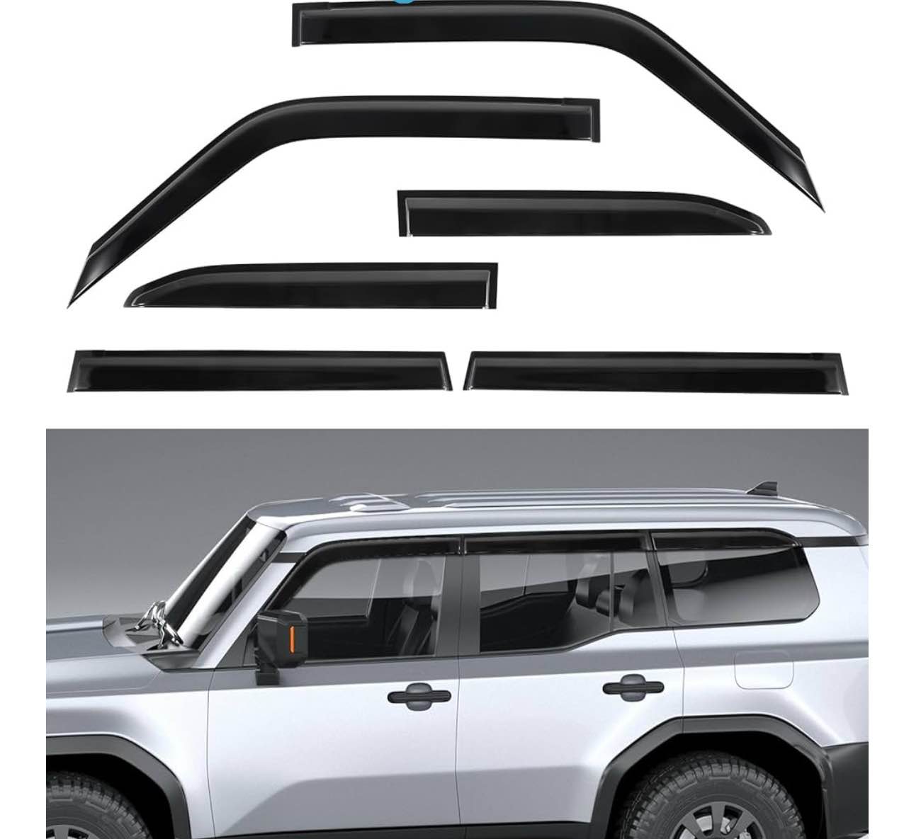 Rain Guards Window Visors Set Compatible with Toyota Land Cruiser 250 2025 2024 Out-Channel Vent Shades Vent Deflectors Rain Visors(6pcs)