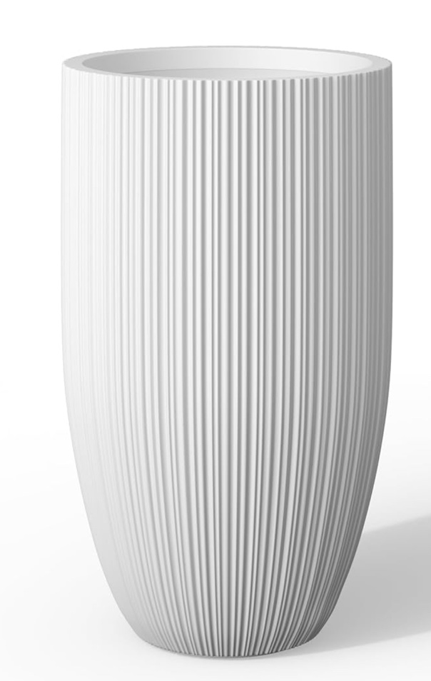 kante 24 inch tall round concrete planter, large indoor outdoor plant pots with drainage hole and rubber plug, modern decorative garden pots for home patio porch, textured white