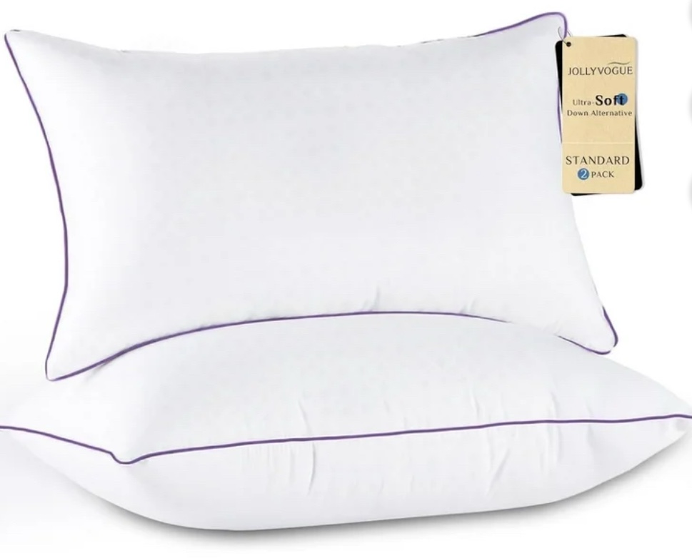 JOLLYVOGUE Bed Pillows Standard/Full Size Set of 2, Cooling and Supportive Bed Pillows with Super Soft Down Alternative Fill, Luxury Fluffy Hotel Quality for Side, Back, and Stomach Sleepers