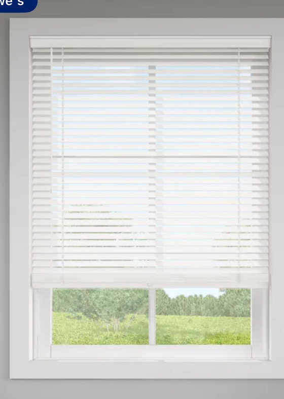 LEVOLOR Trim+Go 2-in Slat Width 62-in x 64-in Cordless White Faux Wood Room Darkening Horizontal Blinds 