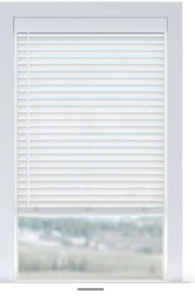 LEVOLOR 2" FAUX WOOD BLINDS ROOM DARKENING, CORDLESS, WHITE - OPEN BOX