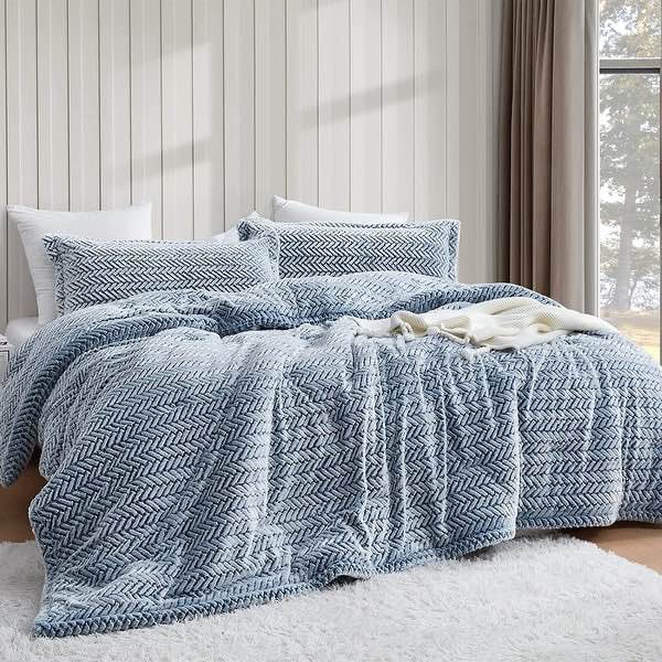 Cozy Peaks - Coma Inducer Oversized Comforter Set - Chevron Frosted Navy - Oversized Queen