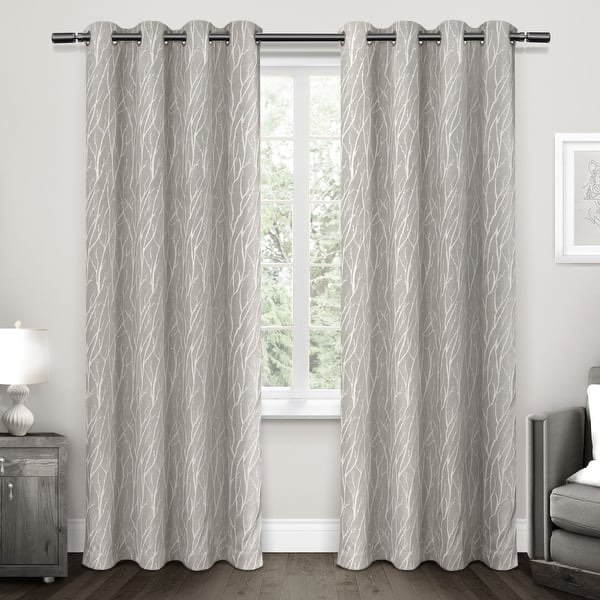 ATI Home Forest Hill Woven Room Darkening Blackout Grommet Top Curtain Panel Pair - 52x108 - Dove Grey