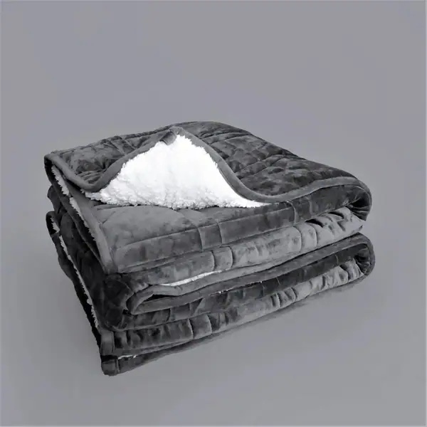 Sherpa Fleece P&R Weighted Blanket - Luxuriously Soft, Cozy, Warm - Grey/Sherpa White - 60"x80"- 15lb