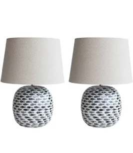 Coastal Capiz and Bamboo Table Lamp with Fish Design - 14.2"L x 14.2"W x 21.3"H