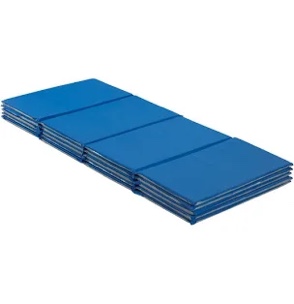 ECR4Kids Premium Folding Rest Mat, 4-Section, 2in, Sleeping Pad, Blue/Red, 5-Pack