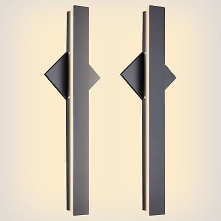 2-Packs Outdoor LED Wall Light: 24W 3000K Modern Wall Sconce Fixture Rectangular Black Wall Lamp - 23.5 Inches - IP65 Waterproof Anti Rust for Courtyard Balcony Porch