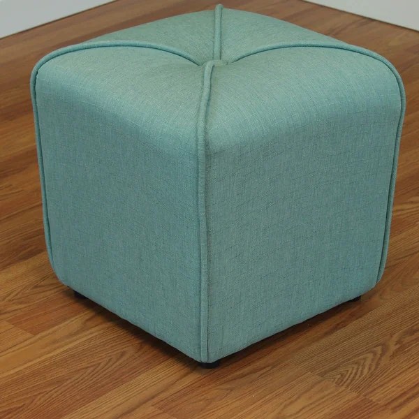 Sopri Upholstered Cube Modern Ottoman - Sea Green