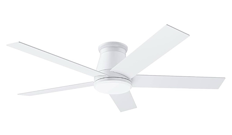 52 inch Ceiling Fan with Light, White Flush Mount Ceiling Fan 6 Speeds DC Reversible Motor, Timing, Dimmable Ceiling Fan for Memory Function and Dimmable for Bedroom Kitchen Patios