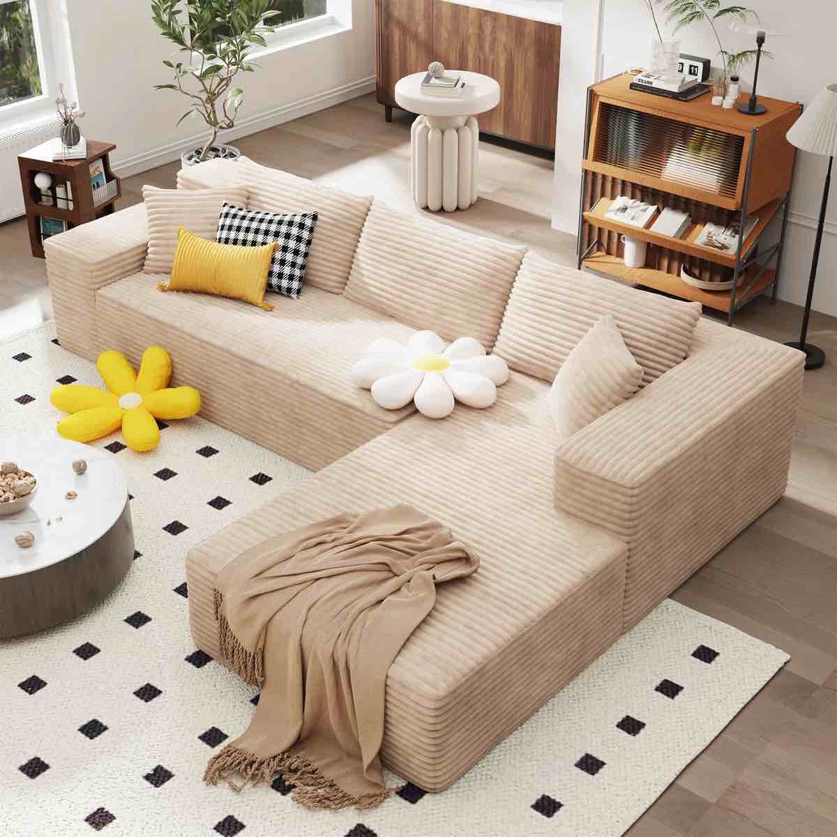 Seren 106" Cloud Sectional Couch With L-shape Chaise, No Assembly Required, Modern Modular Sofa With Deep Seat, Upholstered Couches For Living Room Bedroom, Plush