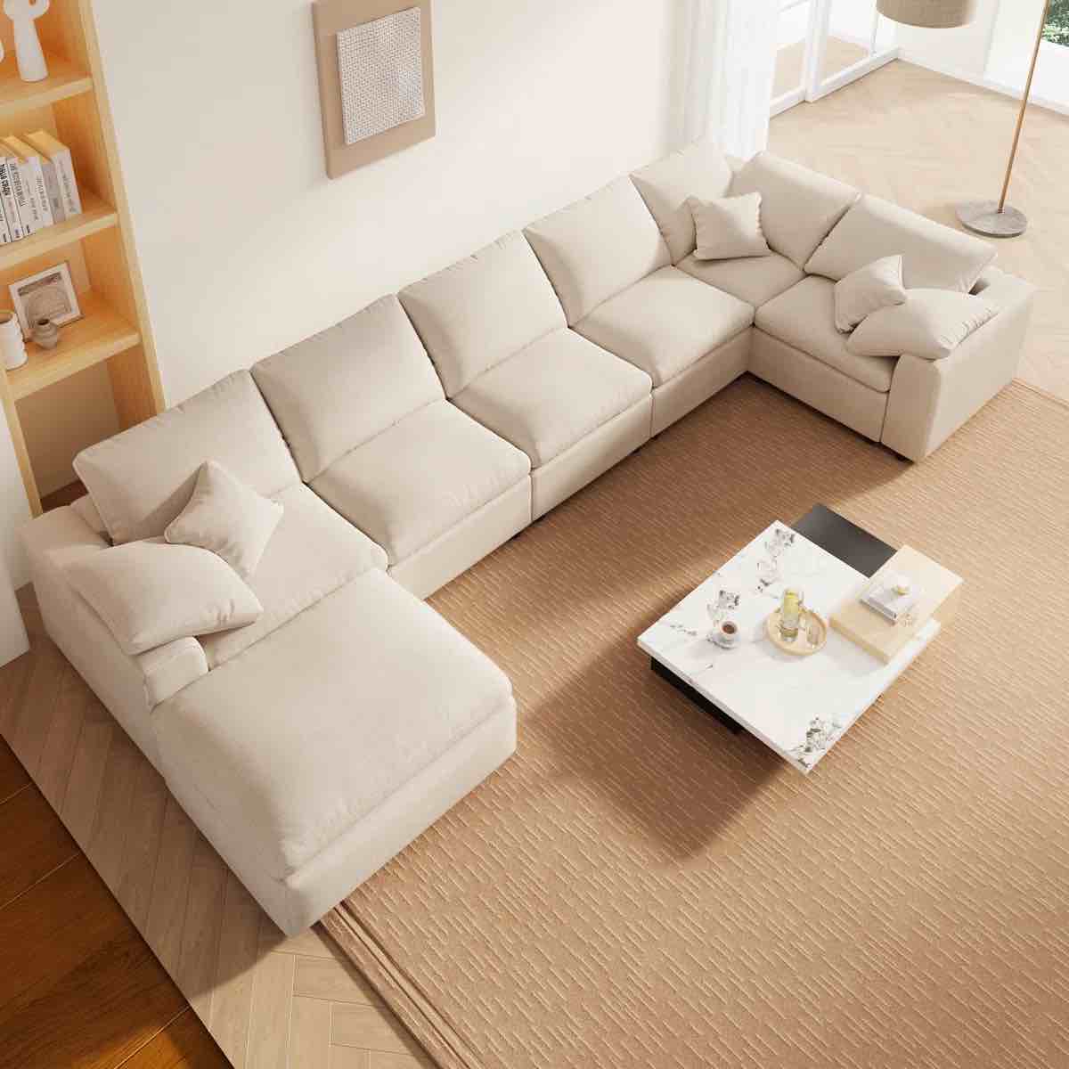 152" U Shaped Oversized Modular Sectional Sofa, Large 7 Seat Corner Couches for Living Room, Please preview*