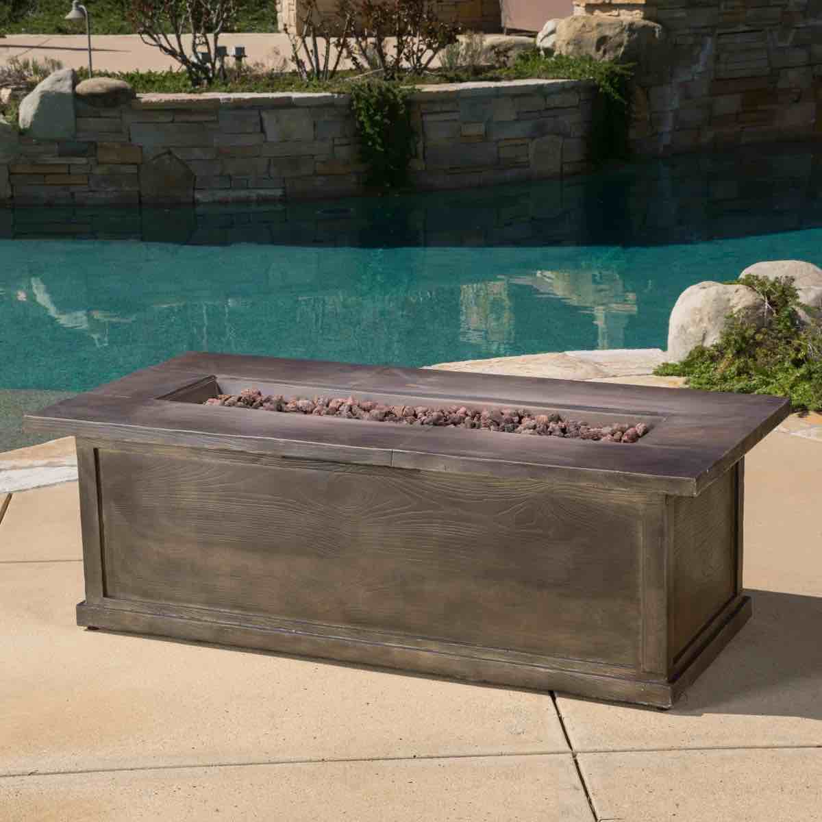 Stacy Rectangle Propane Smokeless Fire Pit Table with Hidden Fuel Tank