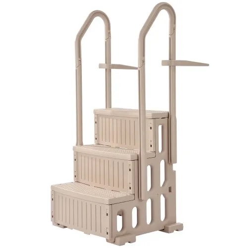 VEVOR Swimming Pool Ladder, 4-Step Double Handrails Stairs with Non-Slip Heavy Duty Steps, Reliable 400 lbs Max Load Capacity, for 48-54 in Inground & Above-Ground Pools of Any Decking Surface, Taupe