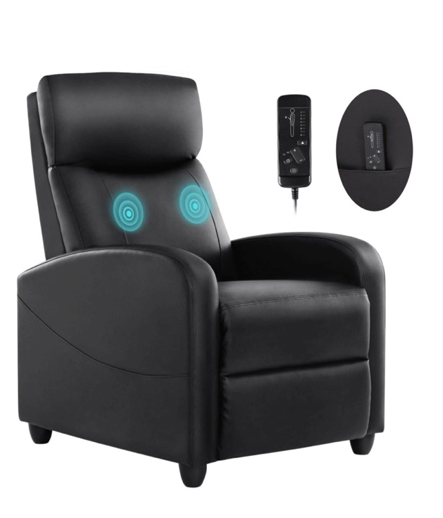 Massage Chair, Adjustable Feature for Adults, Fabric Recliner Sofa with Padded Seat Backrest for Home Theater, Living Room and Bedroom?Black