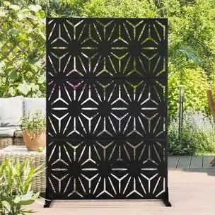 6 ft. H x 4 ft. W Metal Privacy Screen Fence Panel Star Pattern