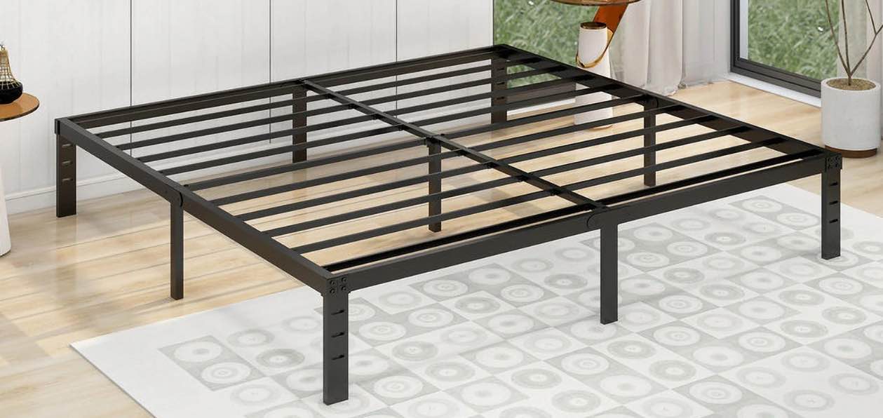 alazyhome 14 inch Metal Platform King Bed Frame with Heavy Duty Steel Slat Support, Black ( Similar to one in stock)