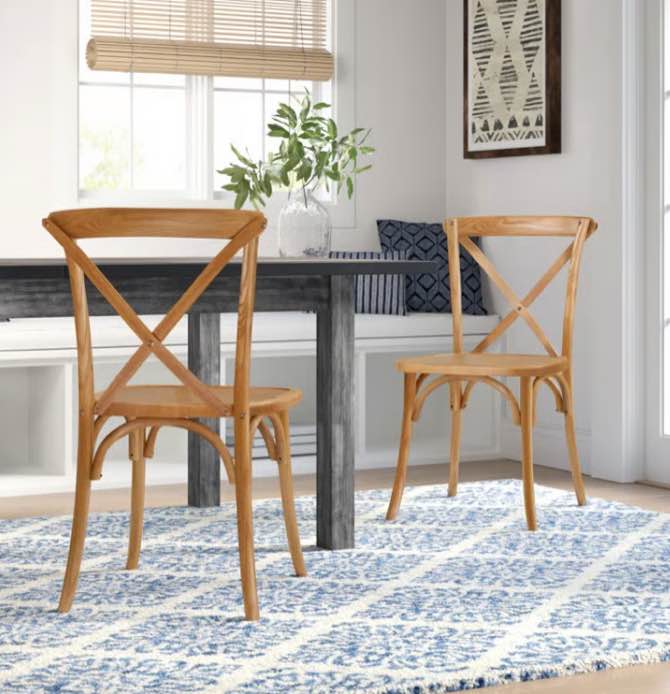 Norma Stackable Wood Cross Back Dining Chair (Set of 2)