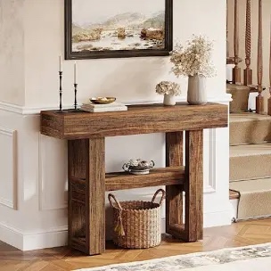 41.3 Inch 2-Tier Console Table With Storage Shelf
