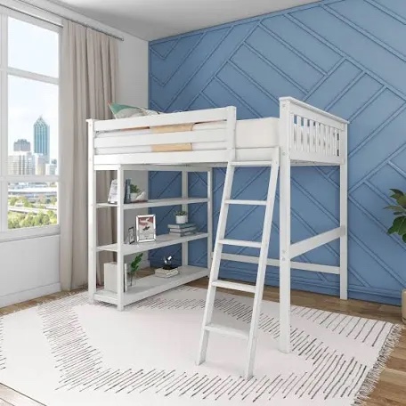 Full Loft Bed with Bookcase by FINEAK