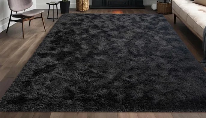 Antrese Shag Black Area Rug