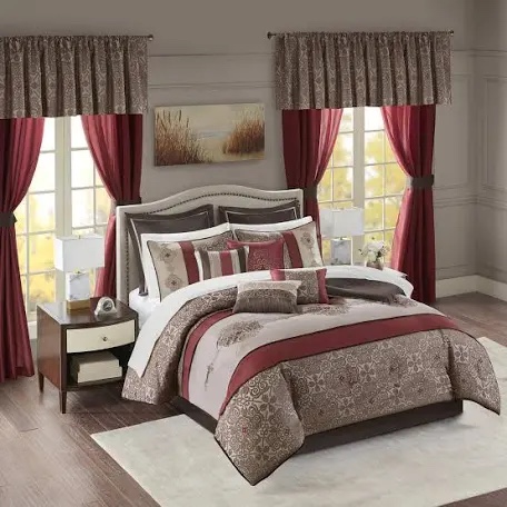 Home Essence Emerson Jacquard 24 Piece Red Room in a Bag  Cal King