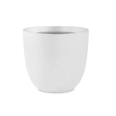 Rosemead Home & Garden, Inc. - 17" Wide Lightweight Concrete Outdoor Bowl Decorative Planter Pure White: Modern Design, Ecofriendly Materials