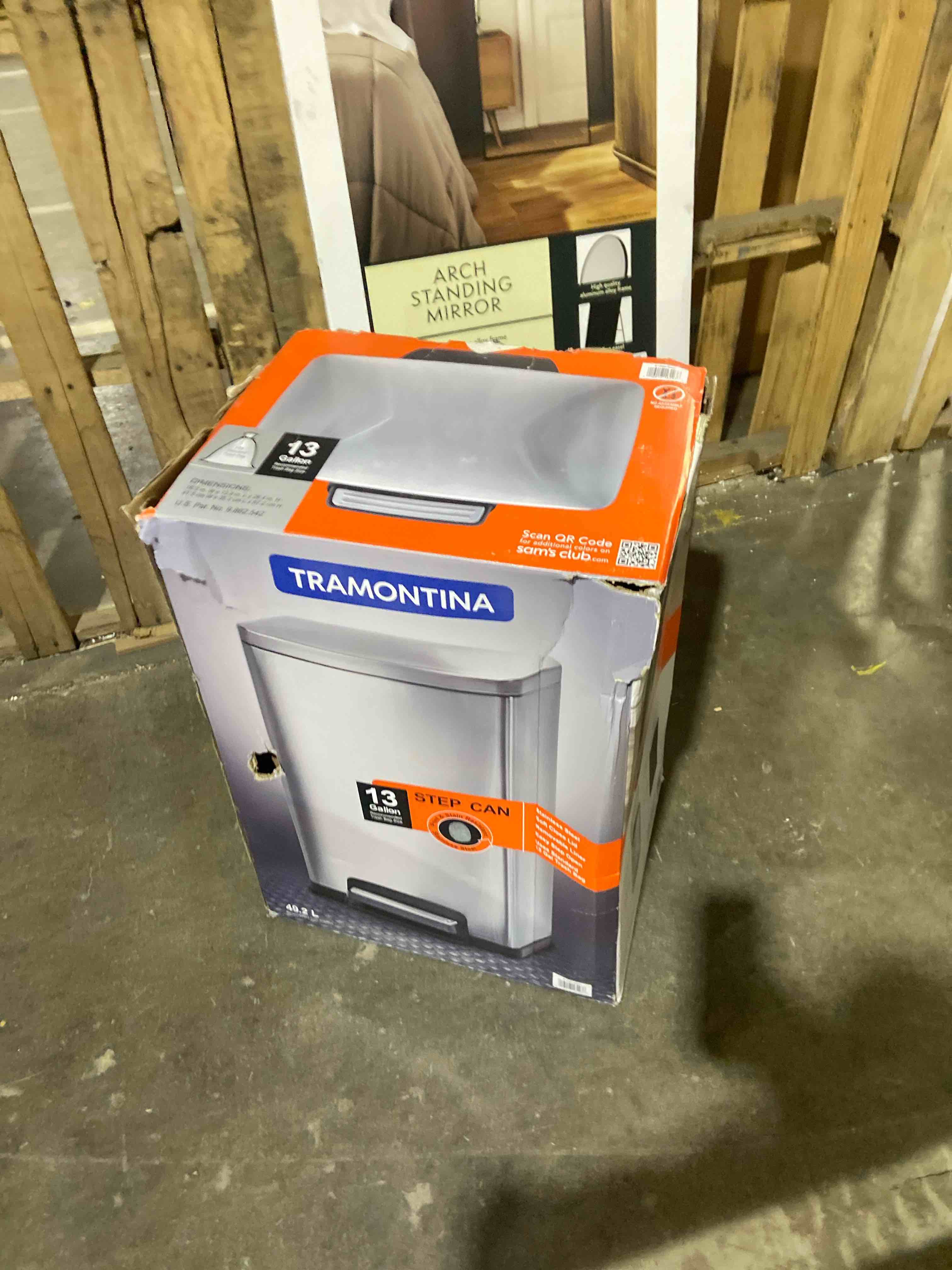 Condition photo showing New/Like New for Tramontina 13 Gal Step Trash Can, Stainless Steel